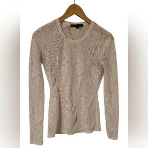 BCBGMaxAzria Mikayla Paisley Fitted Ribbed Long Sleeve Blouse